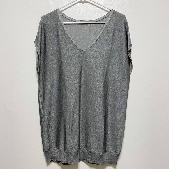 Magaschoni Gray Sparkle Sleeveless V-Neck Sweater - Picture 1 of 9